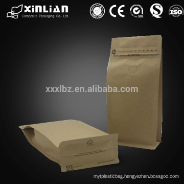 high quality square bottom organic kraft paper bag for coffee with zipper